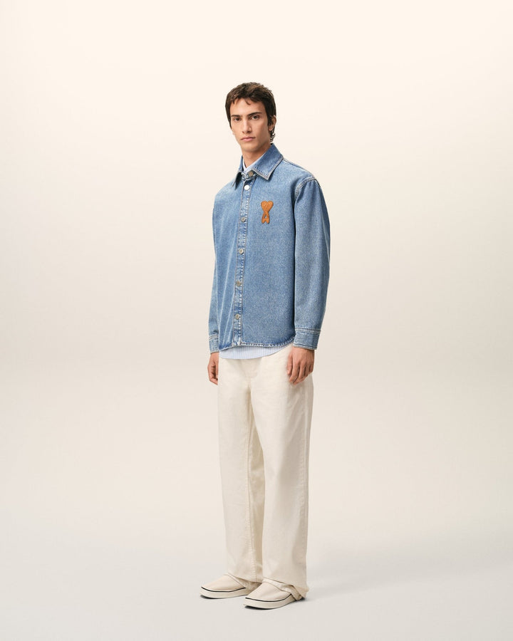 AMI PARIS - Surchemise en Coton Denim Indigo usé - Lothaire