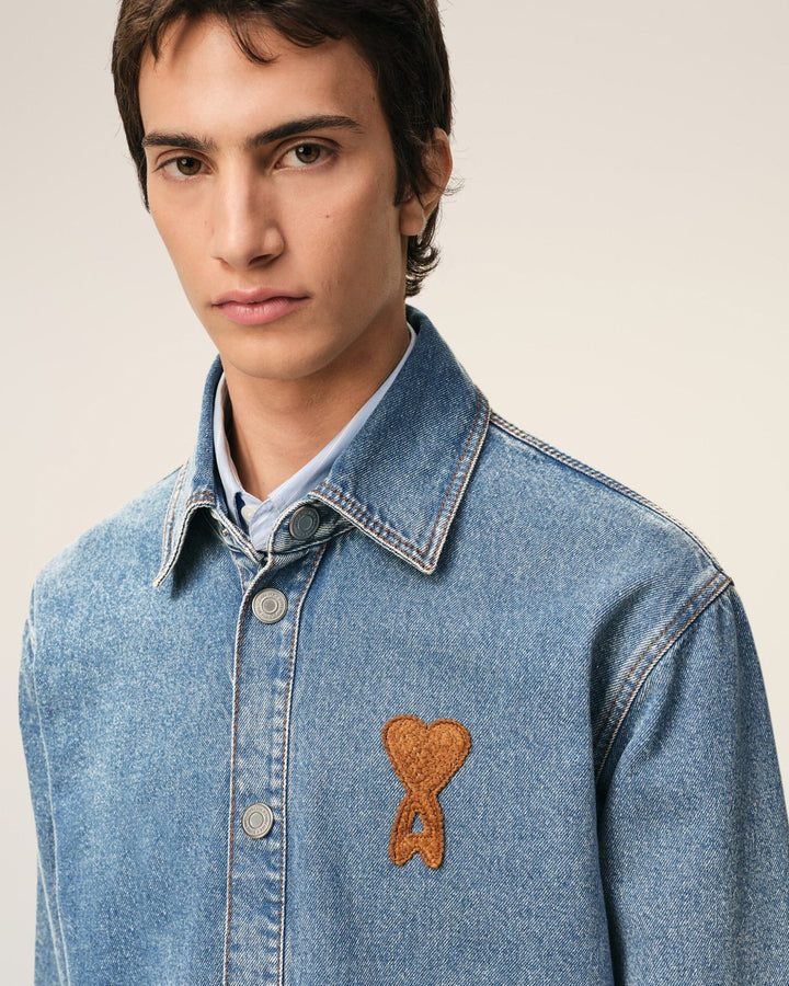 AMI PARIS - Surchemise en Coton Denim Indigo usé - Lothaire