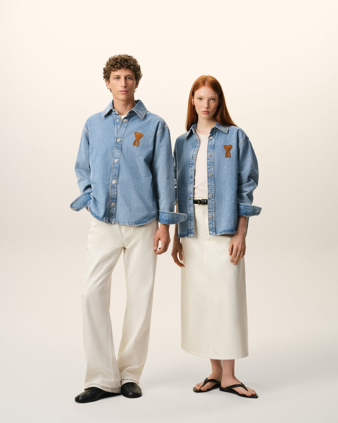 AMI PARIS - Surchemise en Coton Denim Indigo usé - Lothaire