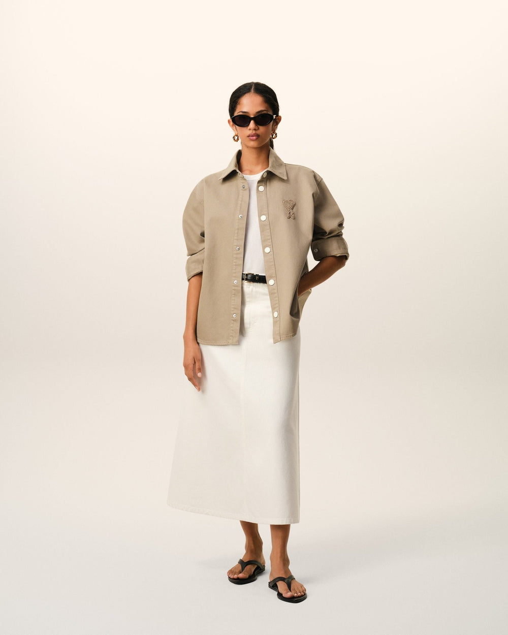 AMI PARIS - Surchemise en maille de coton Ami De Coeur Beige taupe - Lothaire