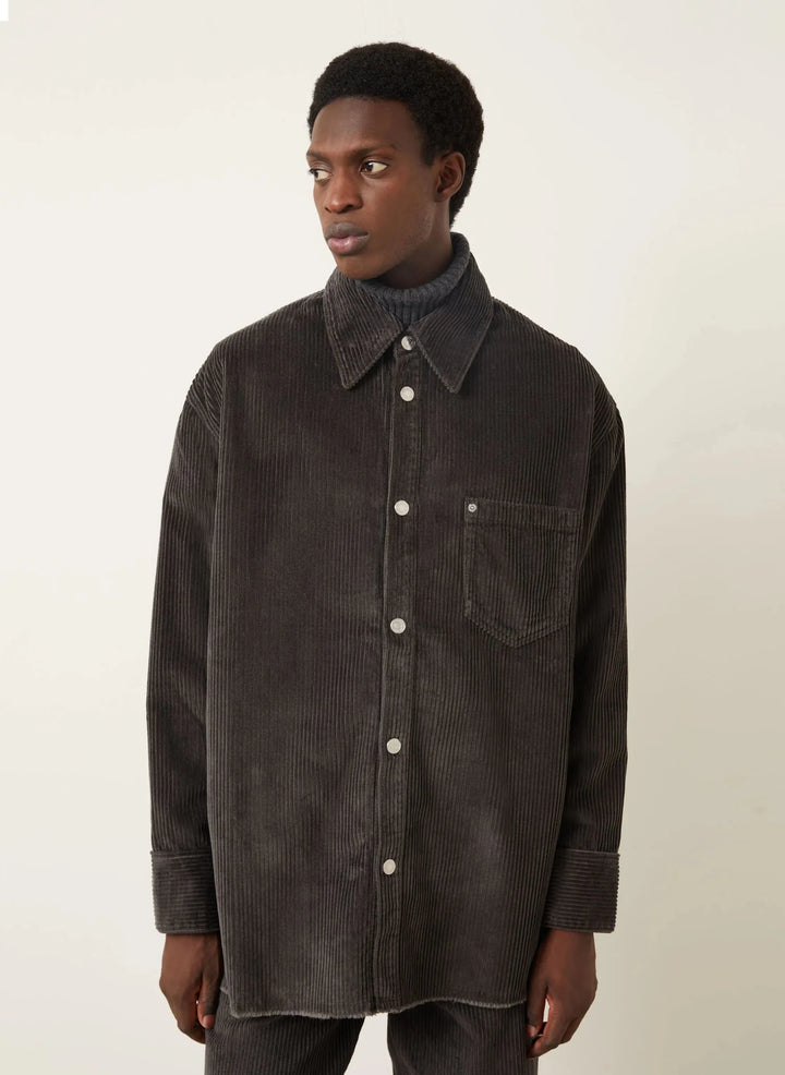 AMI PARIS - Surchemise Grise Velours Côtelé En Coton - Lothaire