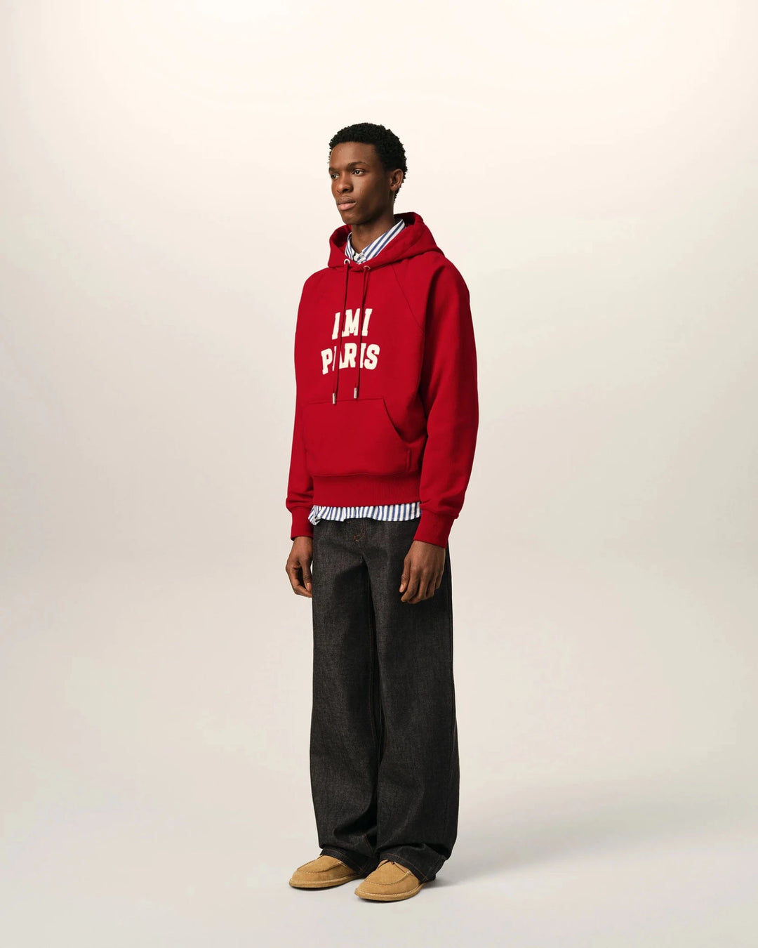 AMI PARIS - Sweat à capuche brodé Ami Paris Rouge rubis / Ivoire - Lothaire