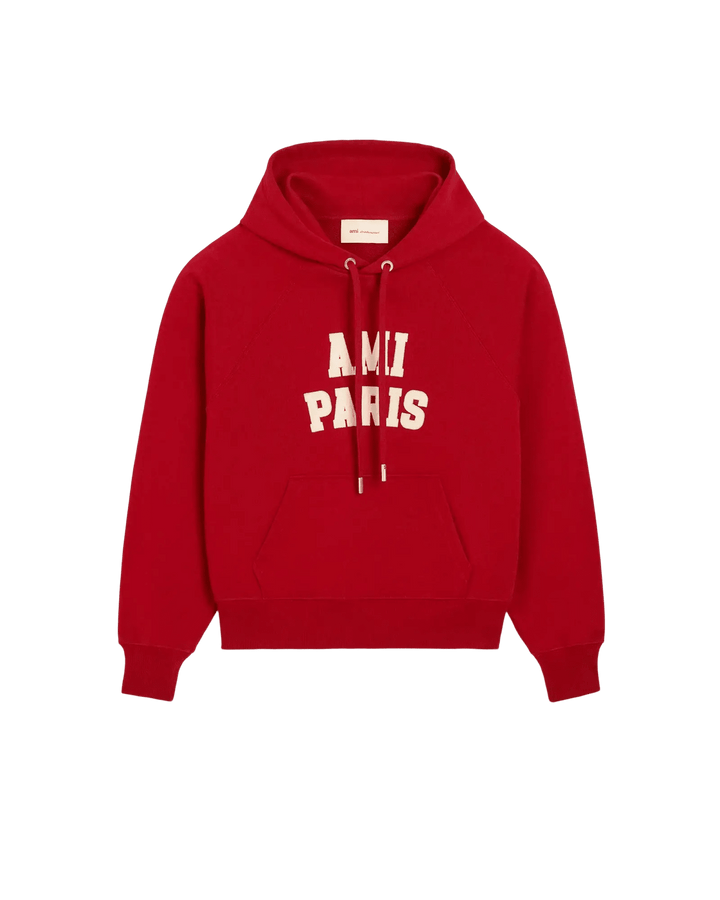 AMI PARIS - Sweat à capuche brodé Ami Paris Rouge rubis / Ivoire - Lothaire