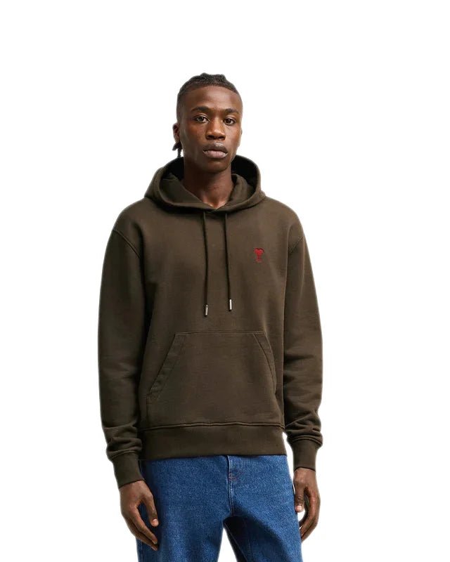Ami Paris - Sweat à capuche coton biologique café foncé - Lothaire