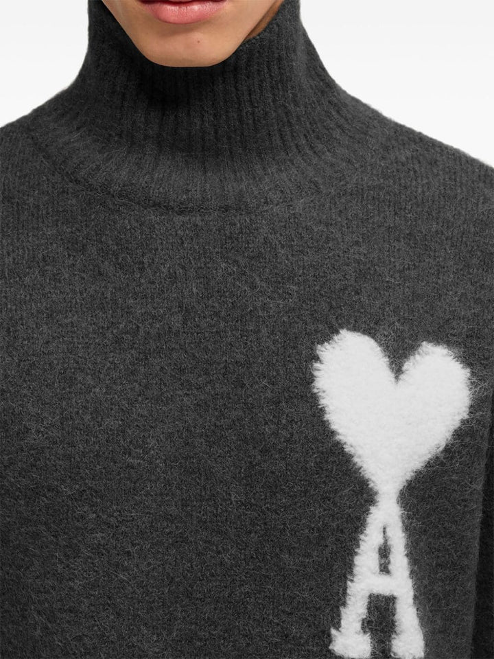 Ami Paris - Sweat à col cheminée en laine alpaga fris - Lothaire