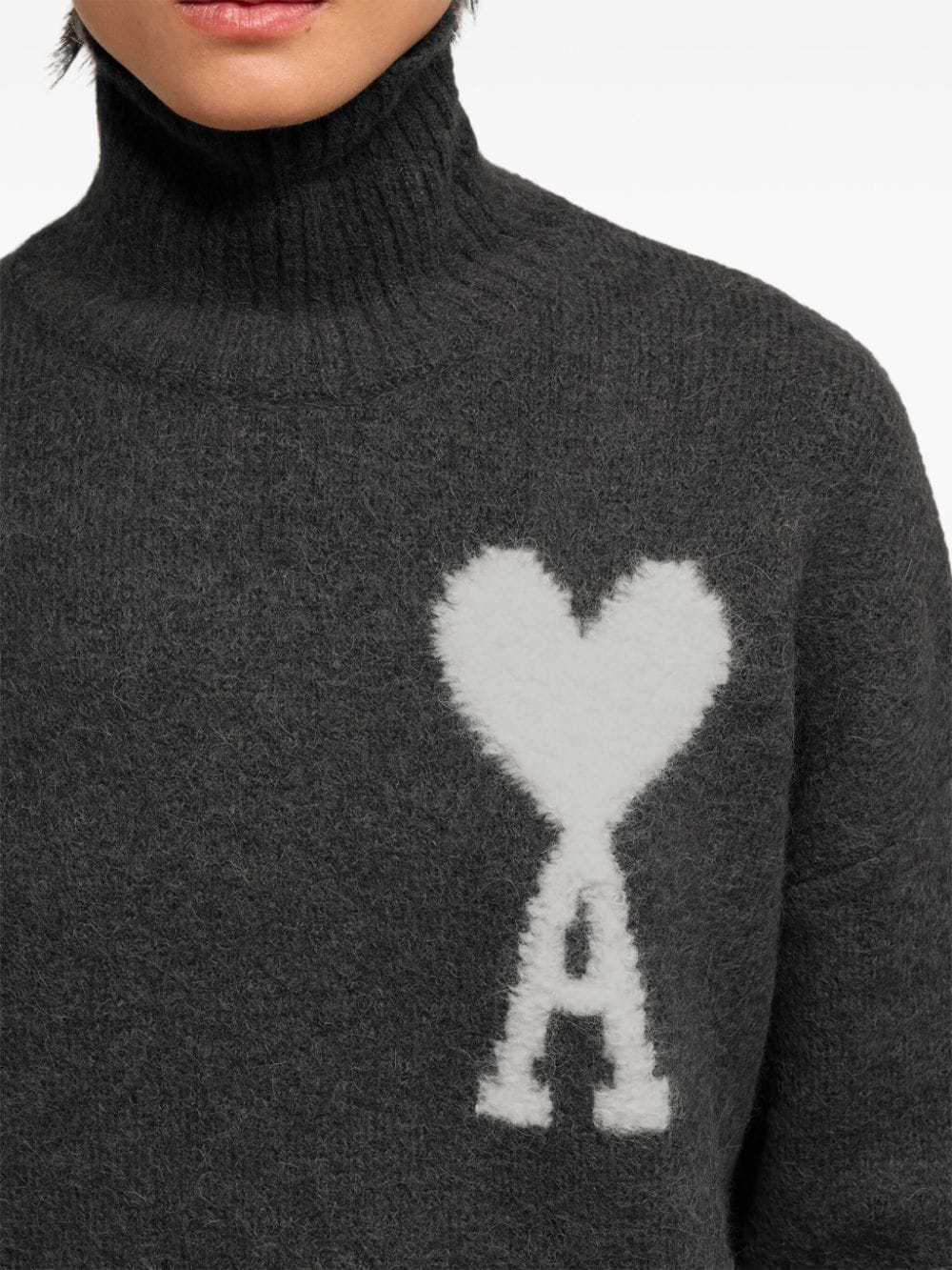 Ami Paris - Sweat à col cheminée en laine alpaga fris - Lothaire