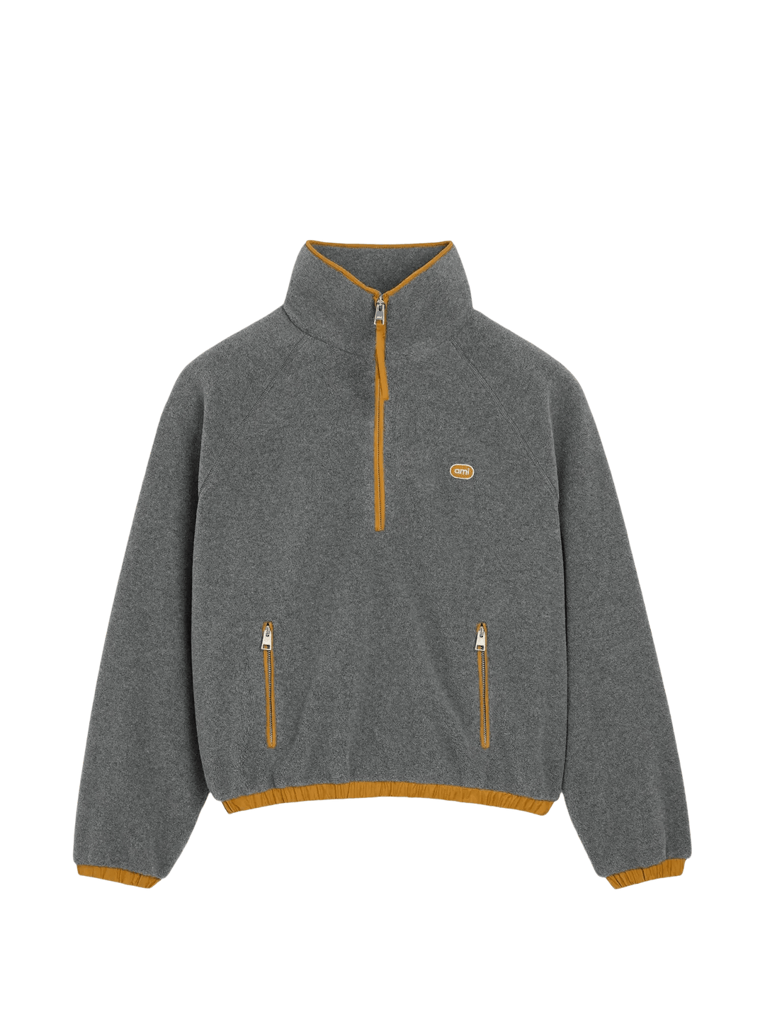 AMI PARIS - Sweat en Polaire Bouclée à Col Zippé Gris - Lothaire