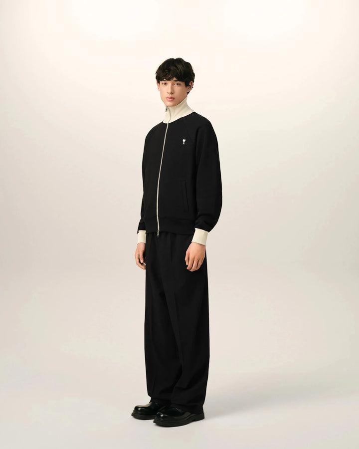 AMI PARIS - Sweat zippé Ami de Cœur Noir / Ivoire - Lothaire