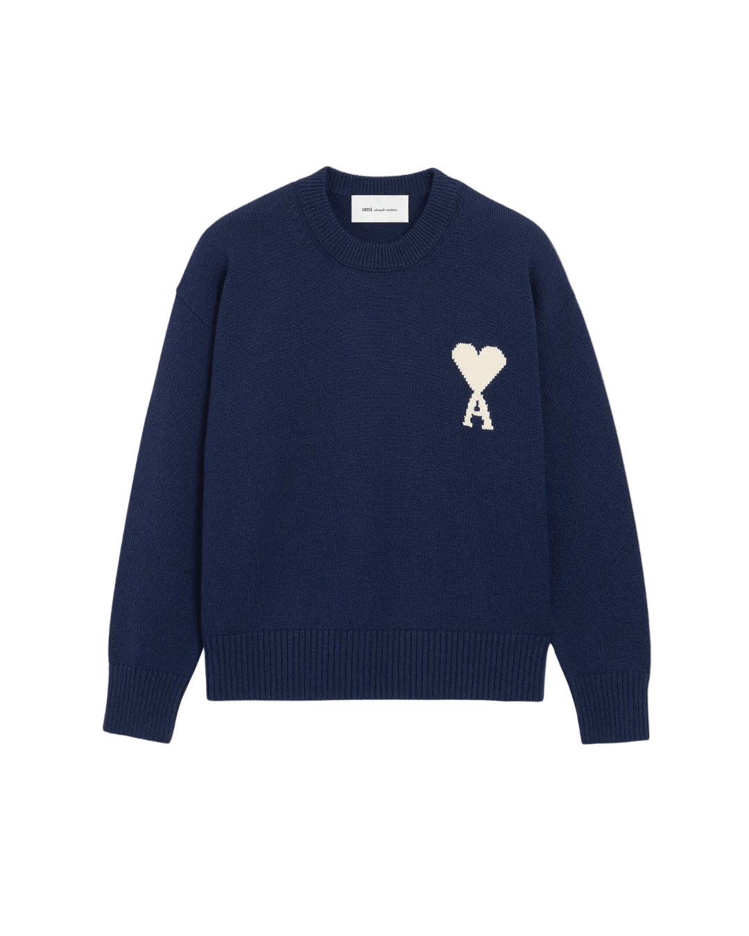 AMI PARIS - Sweater in wool cotton knit Marine - Lothaire