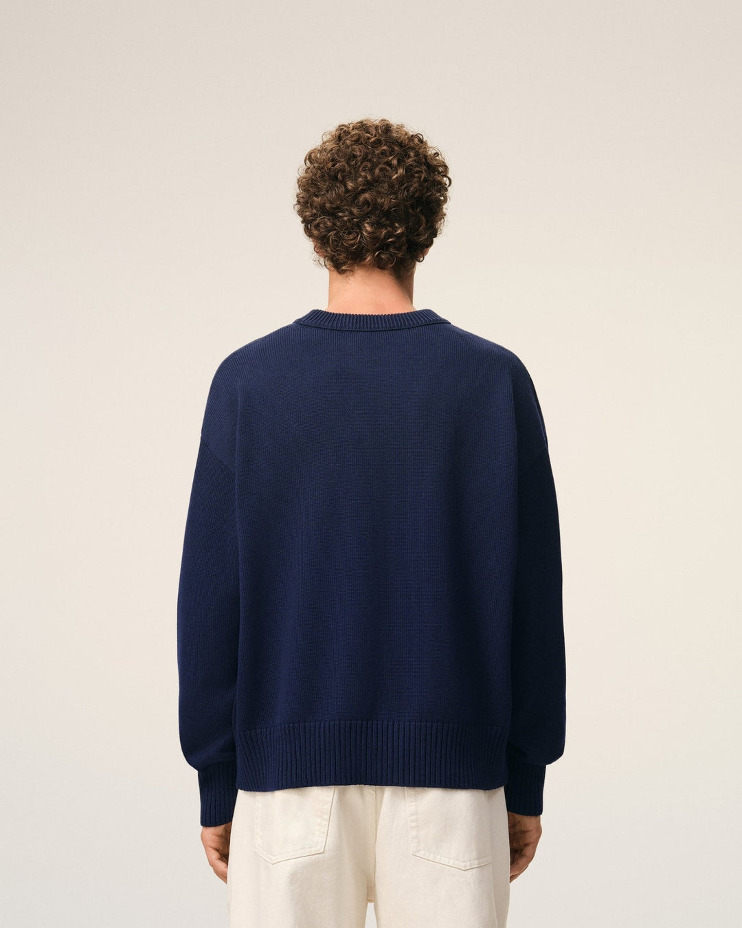 AMI PARIS - Sweater in wool cotton knit Marine - Lothaire