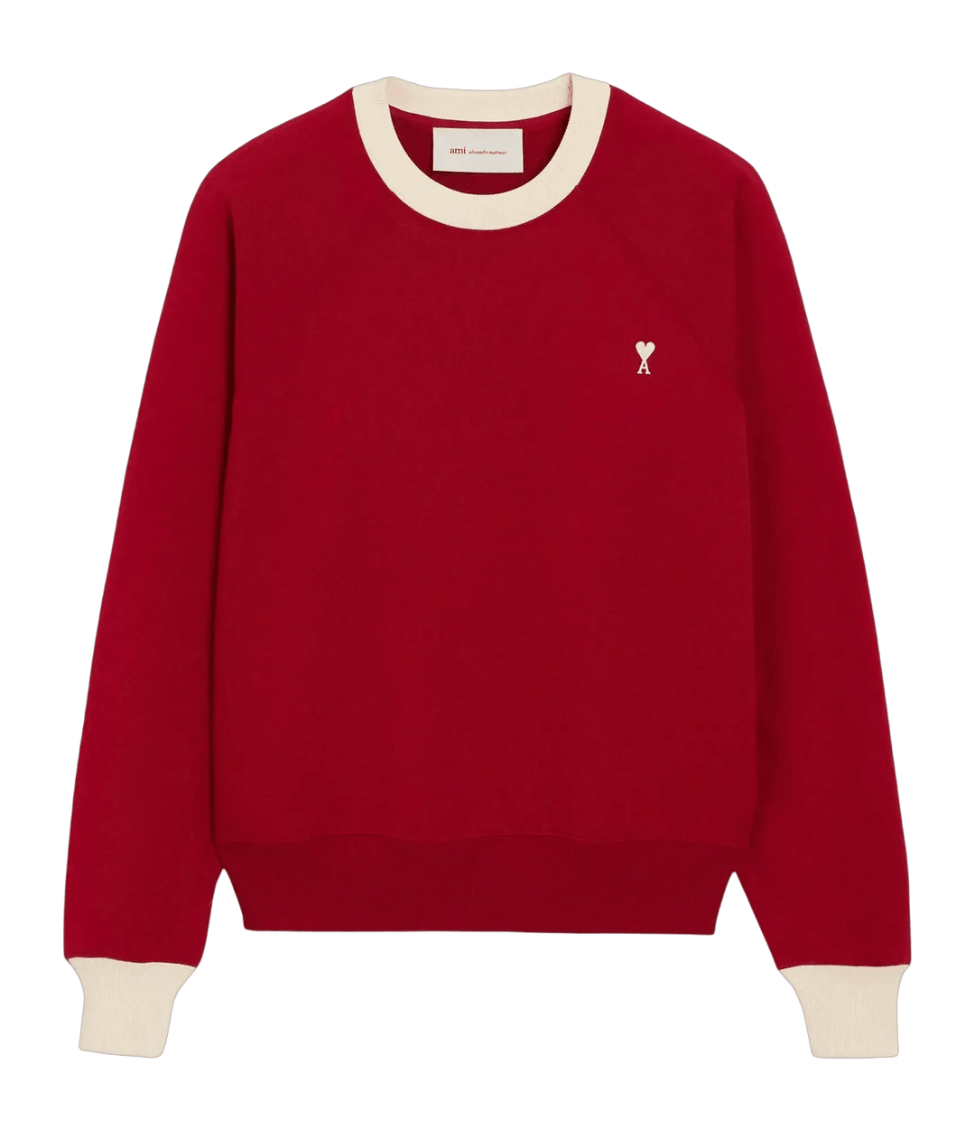 AMI PARIS - Sweatshirt Ami de Cœur en coton Rouge rubis / Ivoire - Lothaire