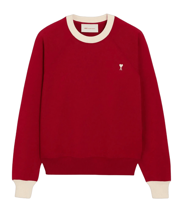 AMI PARIS - Sweatshirt Ami de Cœur en coton Rouge rubis / Ivoire - Lothaire