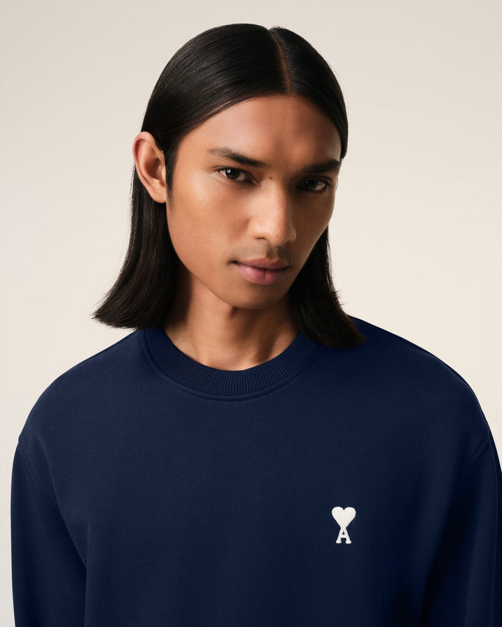 AMI PARIS - SWEATSHIRT BLEU MARINE AMI DE COEUR EN COTON Bleu marine - Lothaire