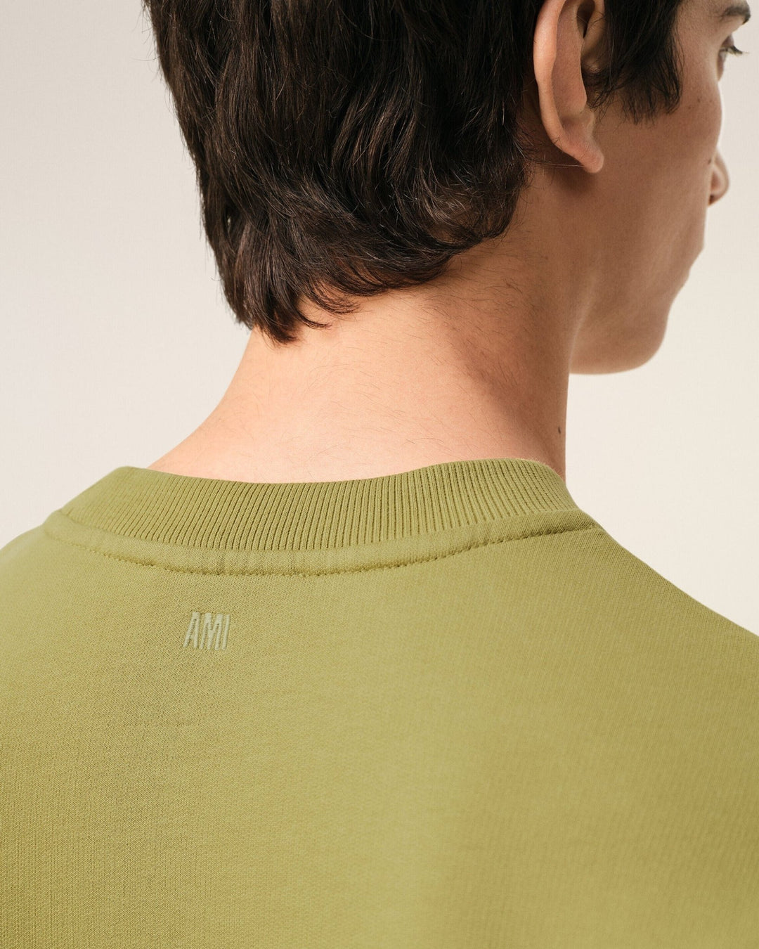 AMI PARIS - Sweatshirt in Loopback Cotton Fleece Vert olive - Lothaire