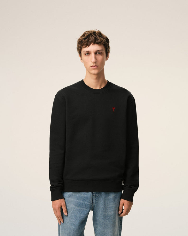 AMI PARIS - Sweatshirt in Loopback Organic Cotton Fleece Noir - Lothaire