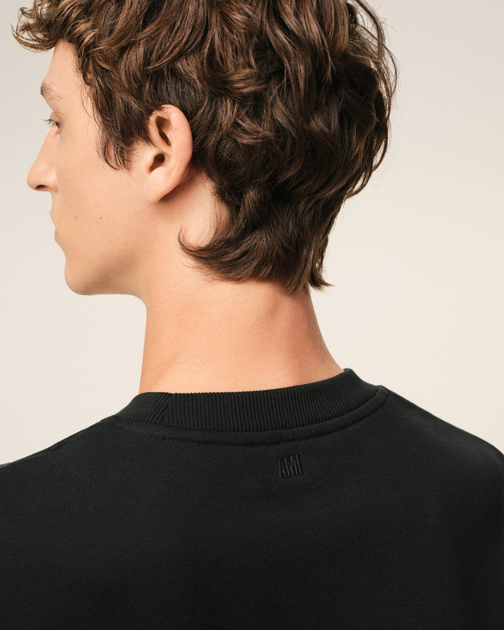 AMI PARIS - Sweatshirt in Loopback Organic Cotton Fleece Noir - Lothaire