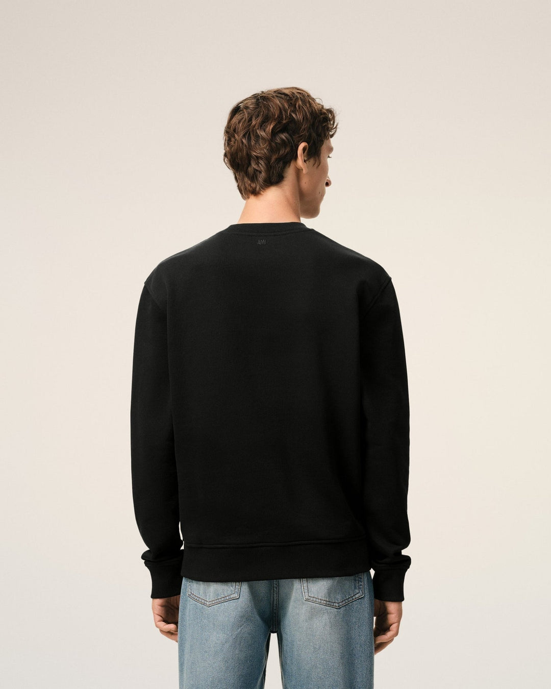 AMI PARIS - Sweatshirt in Loopback Organic Cotton Fleece Noir - Lothaire