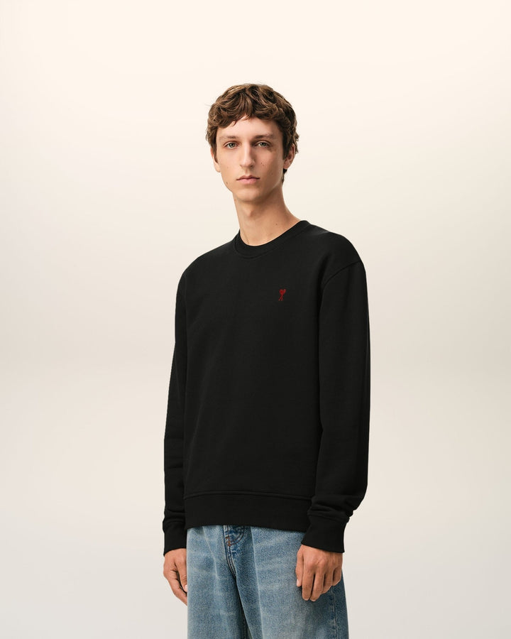 AMI PARIS - Sweatshirt in Loopback Organic Cotton Fleece Noir - Lothaire
