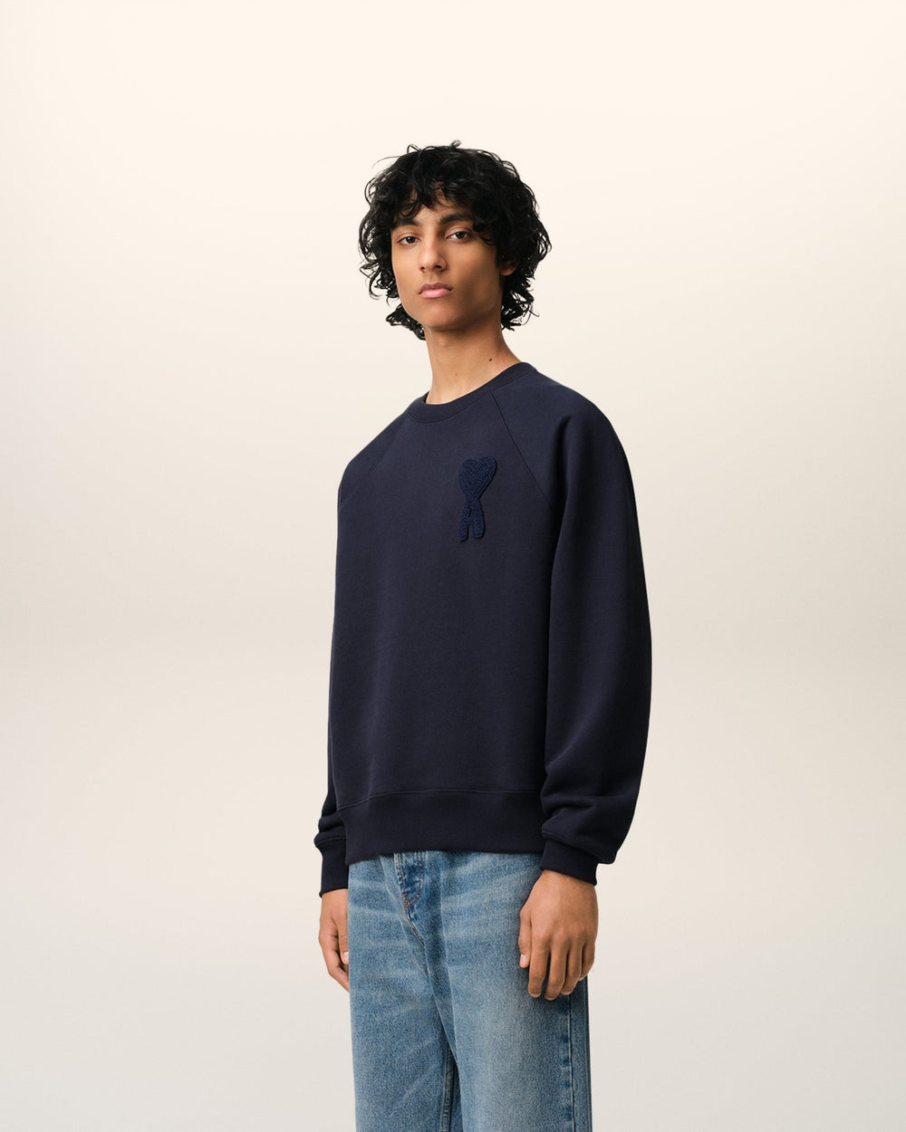 AMI PARIS - SWEATSHIRT PATCH AMI DE COEUR EN COTON Bleu marine - Lothaire