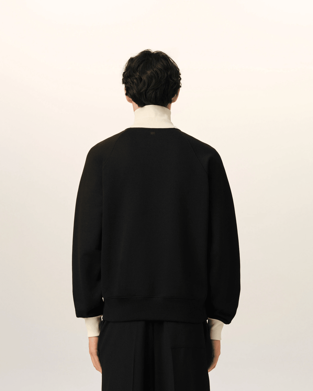 AMI PARIS - Sweatshirt zippé Ami de Cœur en coton Noir / Ivoire - Lothaire