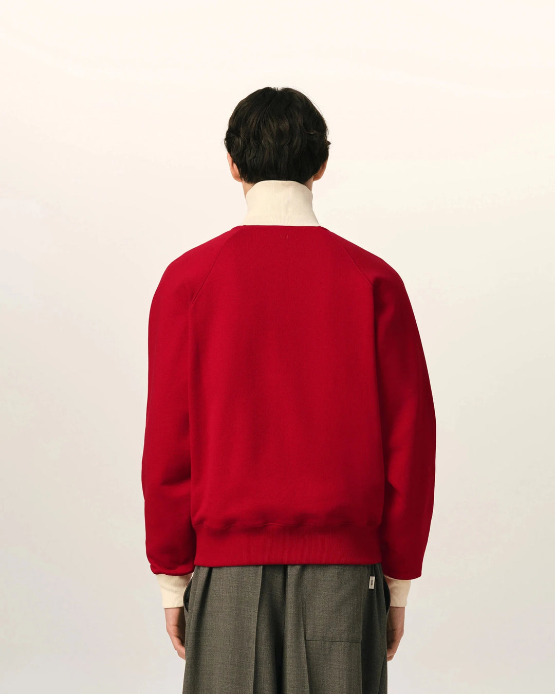 AMI PARIS - Sweatshirt zippé Ami de Cœur en coton Rouge rubis / Ivoire - Lothaire