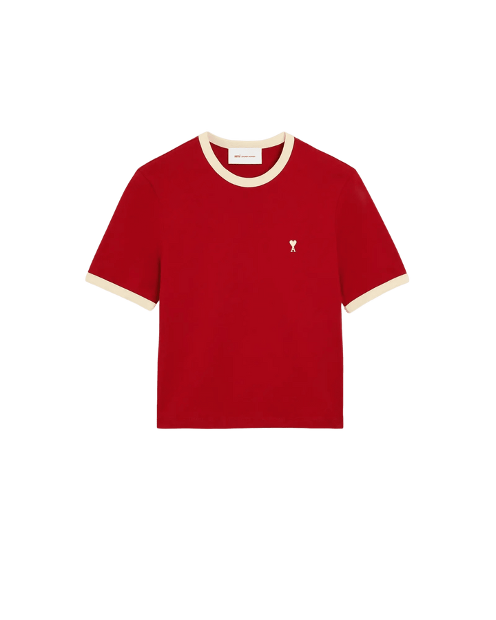 AMI PARIS - T-shirt Ami de Cœur contrasté Rouge rubis / Ivoire - Lothaire