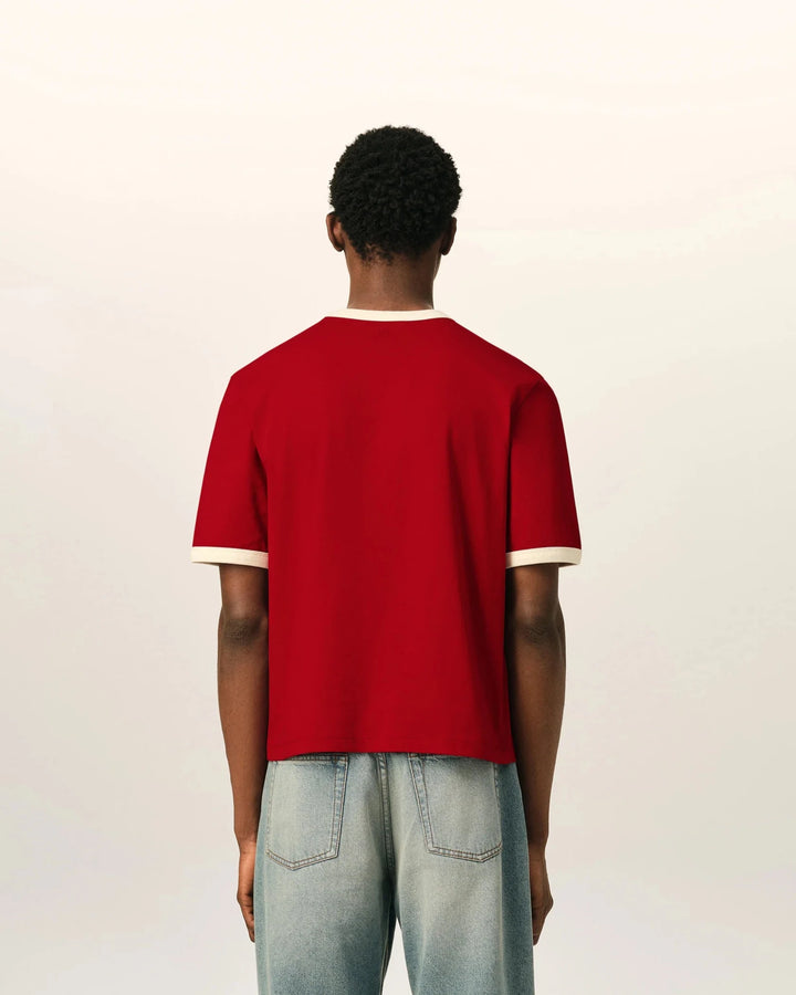 AMI PARIS - T-shirt Ami de Cœur contrasté Rouge rubis / Ivoire - Lothaire
