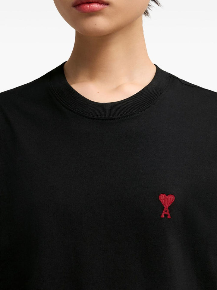 AMI PARIS - t-shirt Ami de Coeur en coton biologique noir - Lothaire