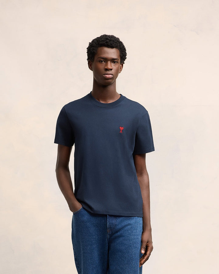 AMI PARIS - T - SHIRT AMI DE COEUR EN COTON Bleu marine - Lothaire