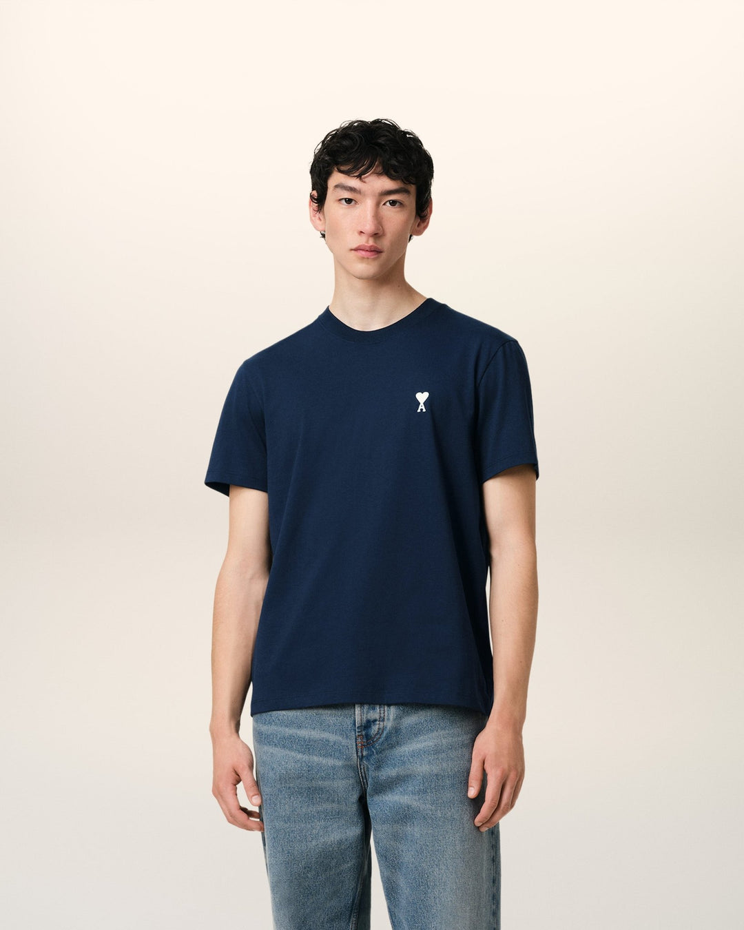 AMI PARIS - T - SHIRT AMI DE COEUR EN COTON Bleu marine - Lothaire
