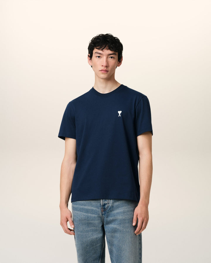 AMI PARIS - T - SHIRT AMI DE COEUR EN COTON Bleu marine - Lothaire