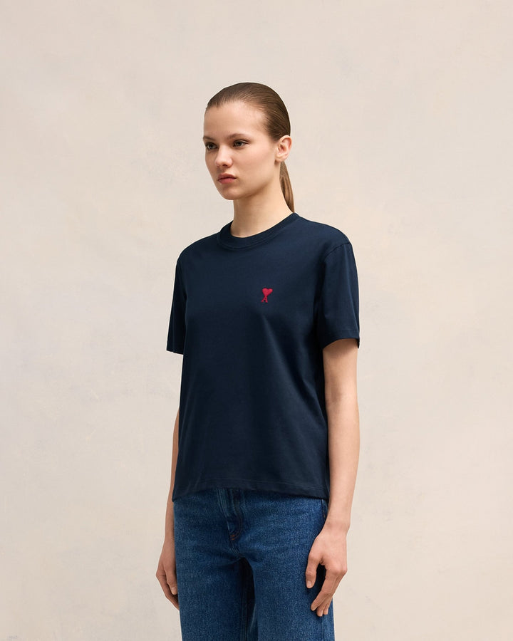 AMI PARIS - T - SHIRT AMI DE COEUR EN COTON Bleu marine - Lothaire