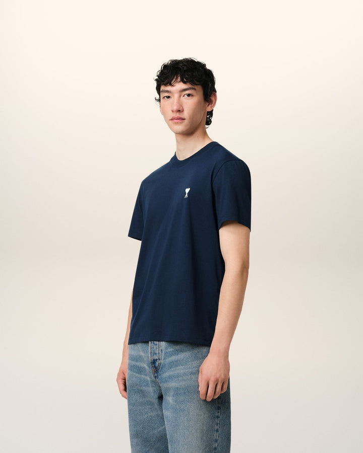 AMI PARIS - T - SHIRT AMI DE COEUR EN COTON Bleu marine - Lothaire