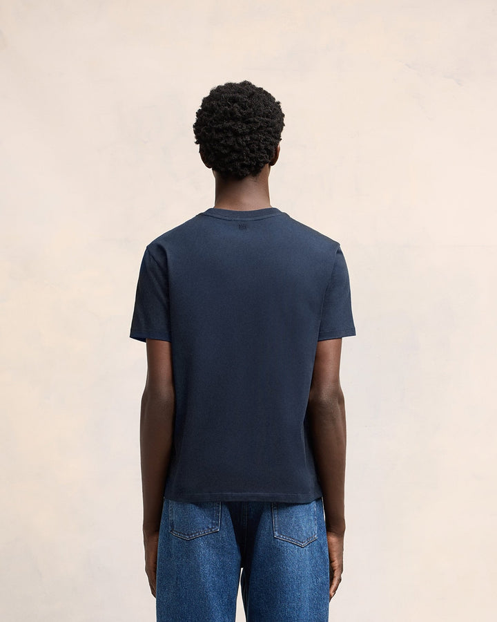AMI PARIS - T - SHIRT AMI DE COEUR EN COTON Bleu marine - Lothaire