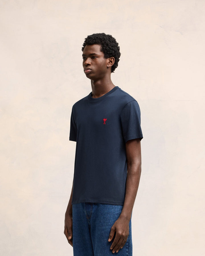 AMI PARIS - T - SHIRT AMI DE COEUR EN COTON Bleu marine - Lothaire