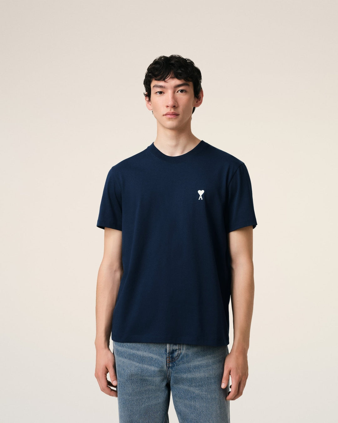 AMI PARIS - T - SHIRT AMI DE COEUR EN COTON Bleu marine - Lothaire