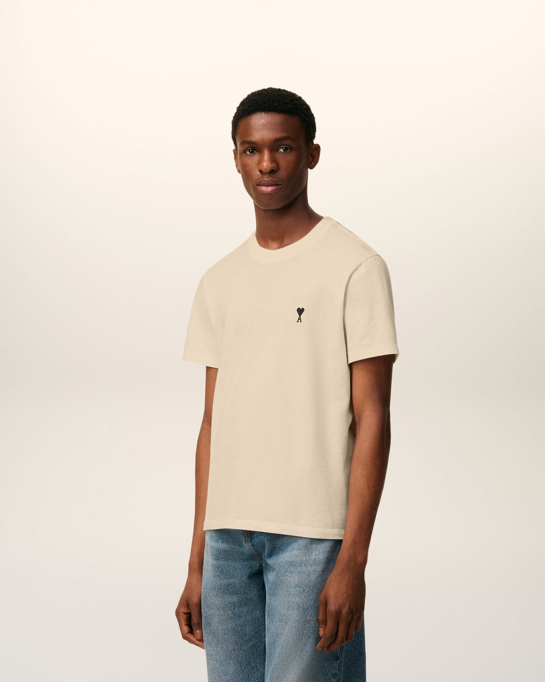 AMI PARIS - T-shirt Ami de Cœur en Coton Café Crème - Lothaire
