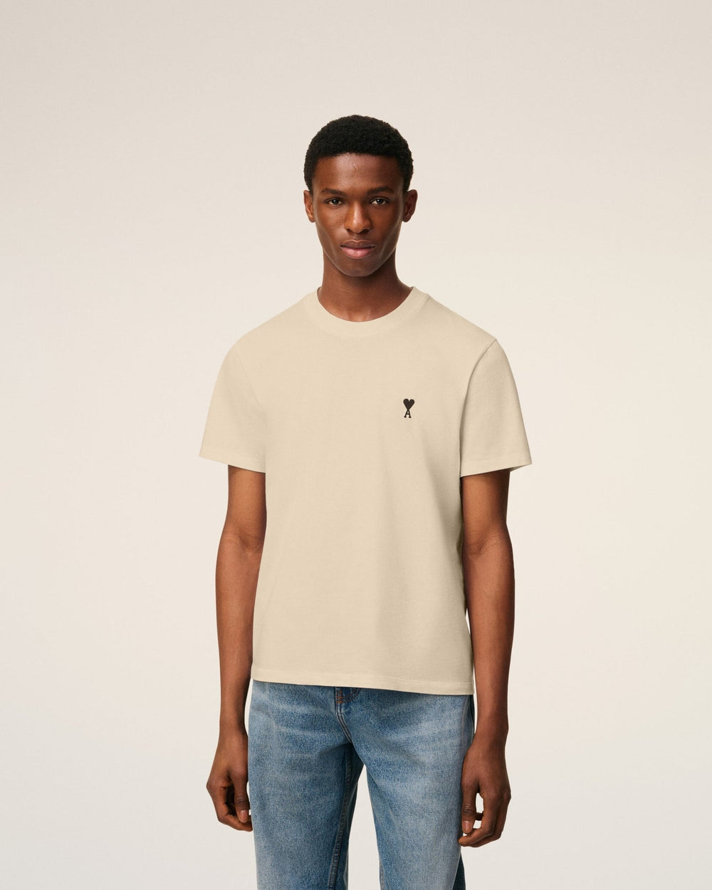 AMI PARIS - T-shirt Ami de Cœur en Coton Café Crème - Lothaire