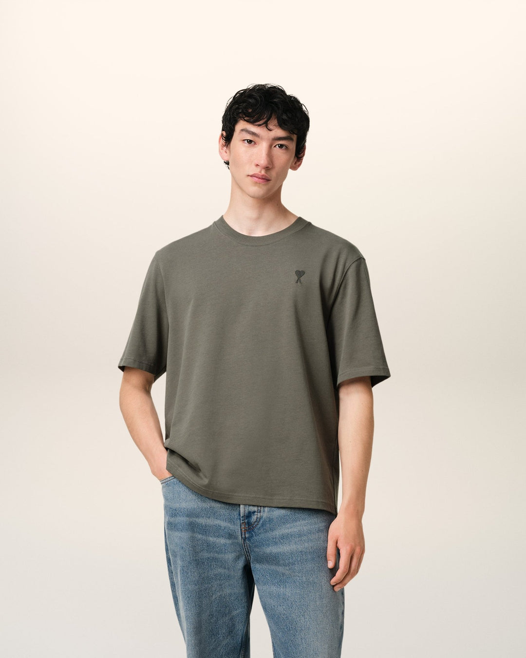 AMI PARIS - T - SHIRT AMI DE COEUR EN COTON Gris - Lothaire