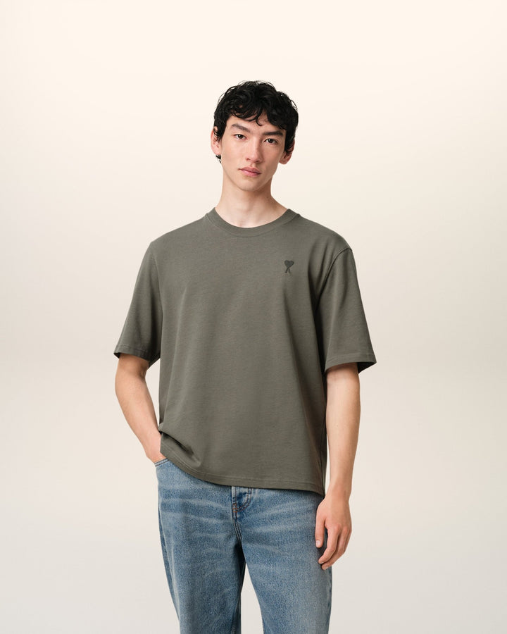 AMI PARIS - T - SHIRT AMI DE COEUR EN COTON Gris - Lothaire