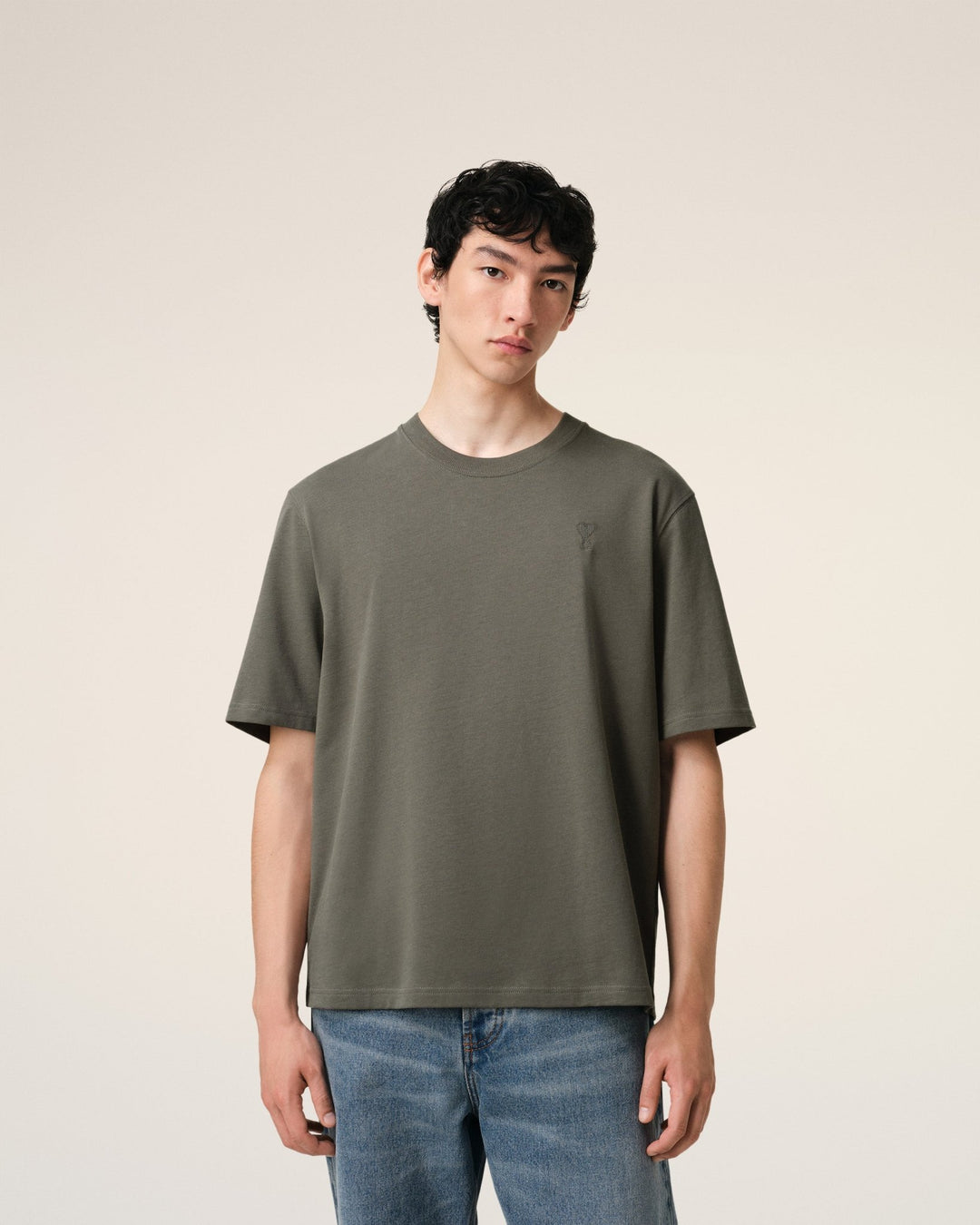 AMI PARIS - T - SHIRT AMI DE COEUR EN COTON Gris - Lothaire