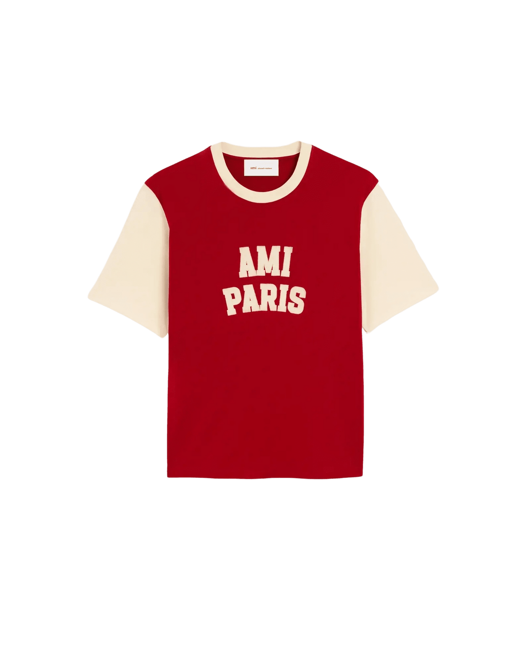 AMI PARIS - T-shirt brodé Ami Paris Rouge rubis / Ivoire - Lothaire