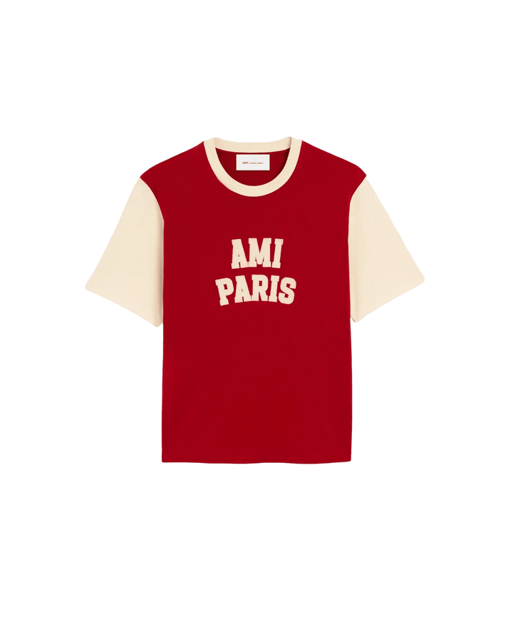 AMI PARIS - T-shirt brodé Ami Paris Rouge rubis / Ivoire - Lothaire