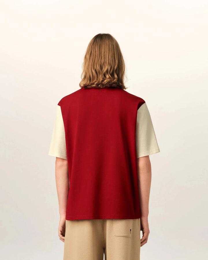 AMI PARIS - T-shirt brodé Ami Paris Rouge rubis / Ivoire - Lothaire