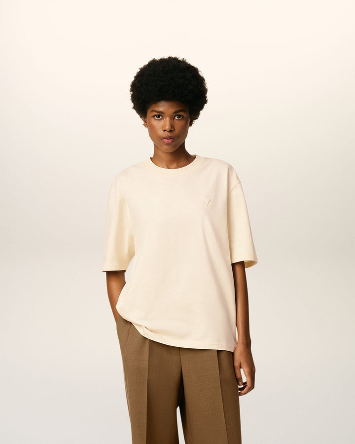 AMI PARIS - T-shirt En Coton Ami De Coeur Blanc crème - Lothaire