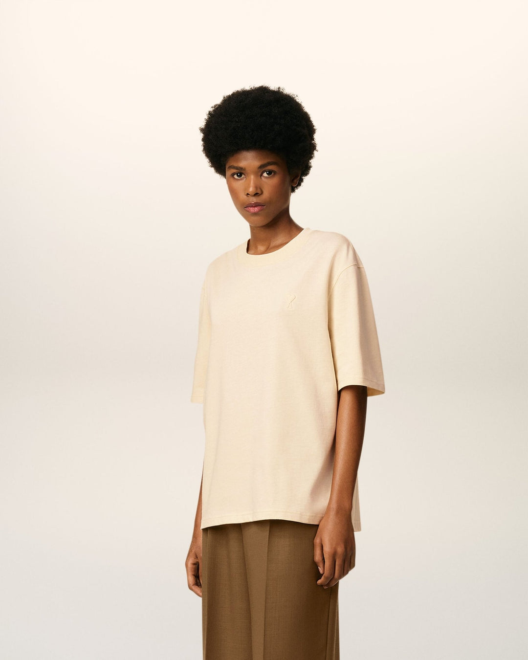 AMI PARIS - T-shirt En Coton Ami De Coeur Blanc crème - Lothaire