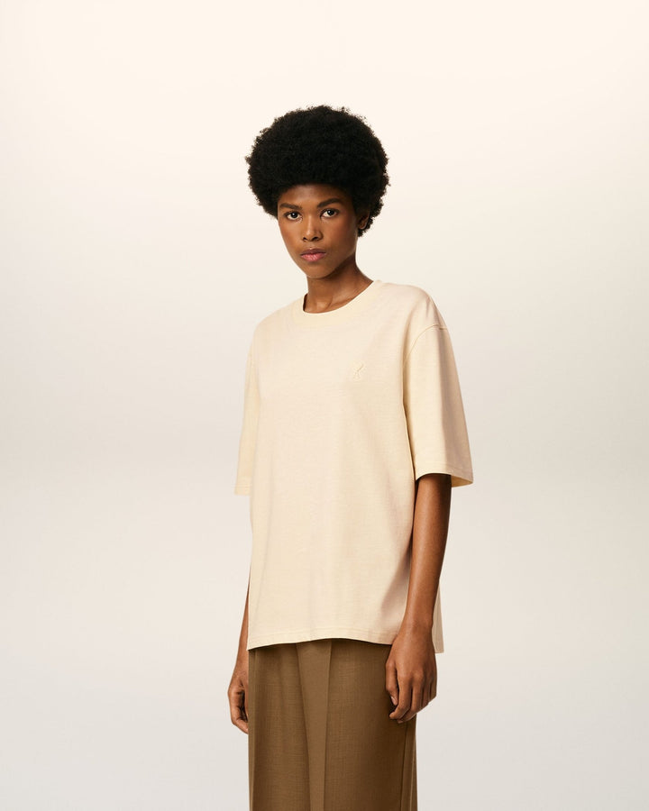 AMI PARIS - T-shirt En Coton Ami De Coeur Blanc crème - Lothaire