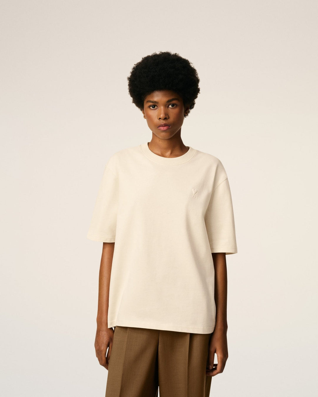 AMI PARIS - T-shirt En Coton Ami De Coeur Blanc crème - Lothaire