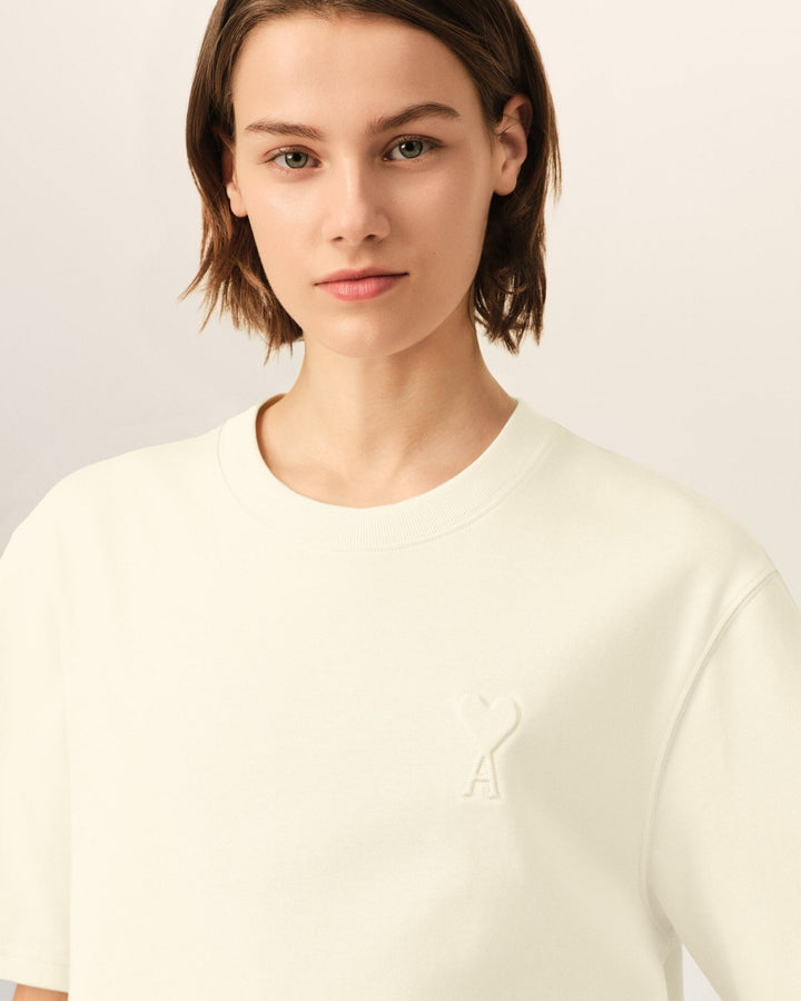 AMI PARIS – T-shirt en coton Ami de Cœur embossé Ivoire - Lothaire