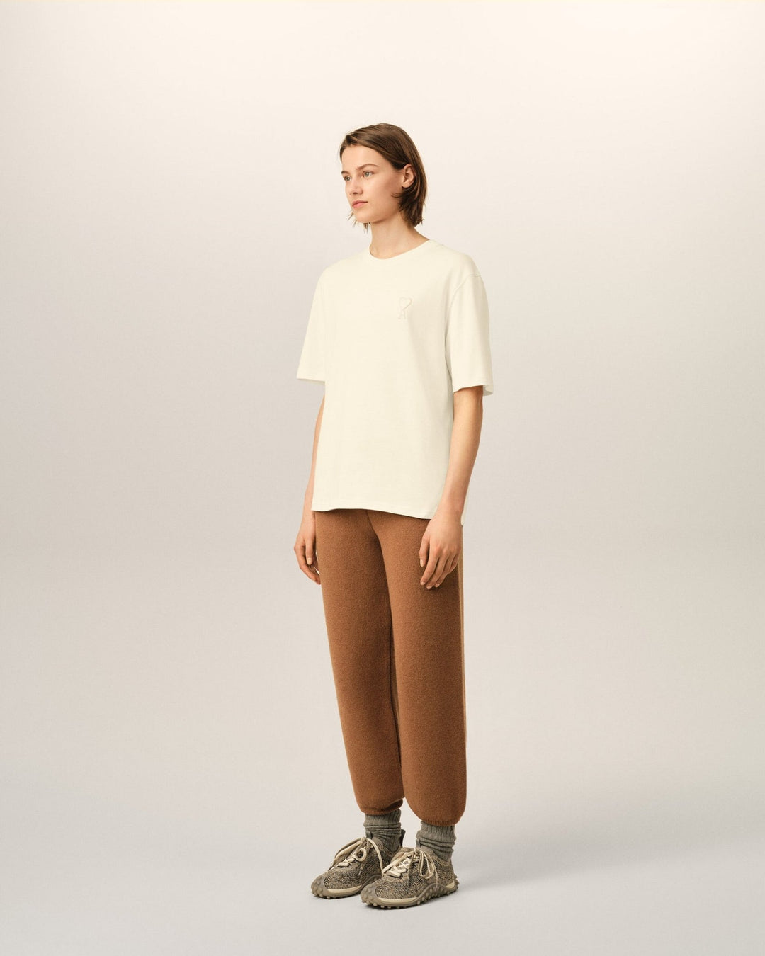 AMI PARIS – T-shirt en coton Ami de Cœur embossé Ivoire - Lothaire